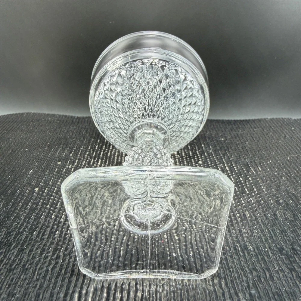 Cambridge‎ MOUNT VERNON Clear Glass Diamond Point Goblets Square Base Set 2 Cups